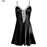 لباس خواب زنانه ماییلدا مدل ساتن کد 3685-2032 رنگ مشکی به همراه چشم بند