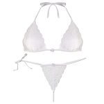 ست شورت و سوتین زنانه پانیذ مدل بندی گیپوری کد 9043 رنگ سفید