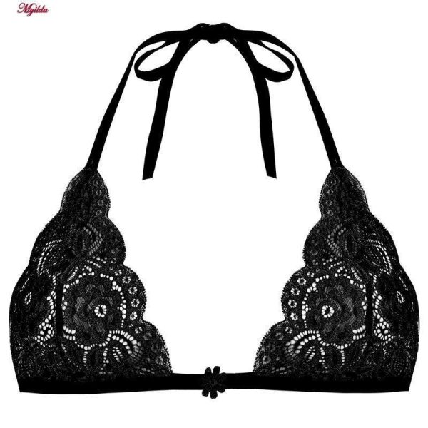 ست شورت و سوتین زنانه پانیذ مدل بندی گیپوری کد 9043 رنگ مشکی