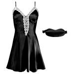 لباس خواب زنانه ماییلدا مدل ساتن کد 3685-2032 رنگ مشکی به همراه چشم بند