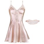 لباس خواب زنانه ماییلدا مدل ساتن کد 3685-2035 رنگ صورتی به همراه چشم بند