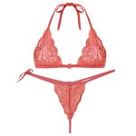 ست شورت و سوتین زنانه پانیذ مدل بندی گیپوری کد 9043 رنگ گلبهی