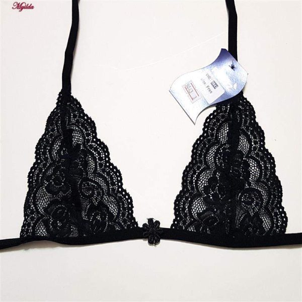 ست شورت و سوتین زنانه پانیذ مدل بندی گیپوری کد 9043 رنگ مشکی