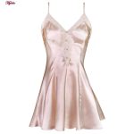 لباس خواب زنانه ماییلدا مدل ساتن کد 3685-2035 رنگ صورتی به همراه چشم بند