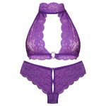 ست شورت و سوتین زنانه پانیذ مدل بدون فنر بندی کد 9035 رنگ بنفش