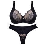 ست شورت و سوتین زنانه پانیذ مدل فنردار کد 9026 رنگ مشکی