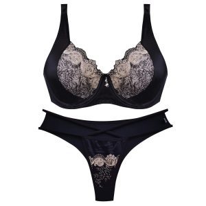 ست شورت و سوتین زنانه پانیذ مدل فنردار کد 9026 رنگ مشکی