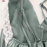 لباس خواب زنانه ماییلدا مدل ساتن کد 3685-2036 رنگ سبز به همراه چشم بند