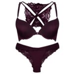 ست شورت و سوتین زنانه ماییلدا مدل پوش آپ فنردار کد 4284-7201 رنگ بادمجانی