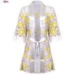 روبدوشامبر زنانه ماییلدا مدل گیپوری گلدار کد 4314 رنگ زرد