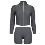 ست نیم تنه و شلوارک ورزشی زنانه ماییلدا مدل 4332-6745 رنگ طوسی