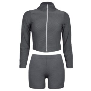 ست نیم تنه و شلوارک ورزشی زنانه ماییلدا مدل 4332-6745 رنگ طوسی