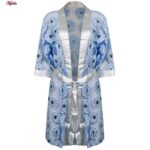 روبدوشامبر زنانه ماییلدا مدل گیپوری گلدار کد 4314 رنگ آبی