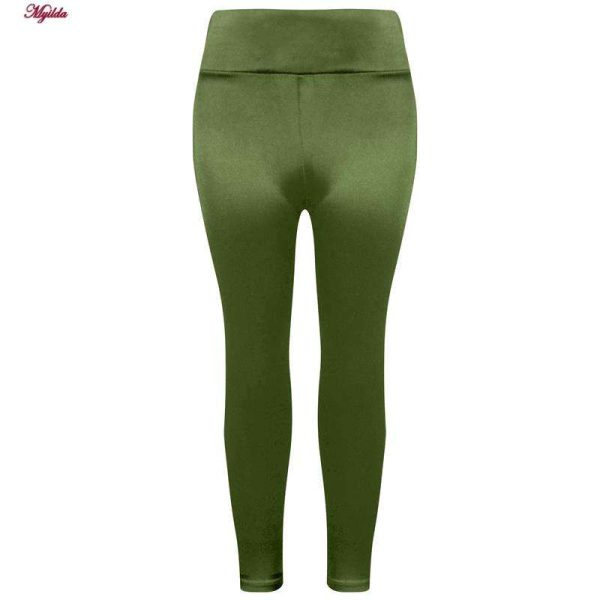 لگینگ زنانه مدل کمر پهن براق کد 4384 رنگ سبز یشمی