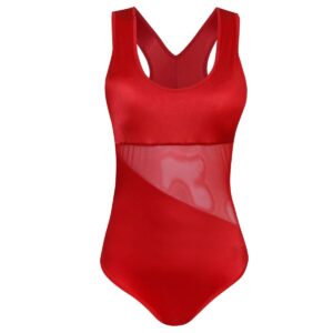 مایو زنانه ماییلدا مدل پددار یک تکه توری کد 4229-705 رنگ قرمز