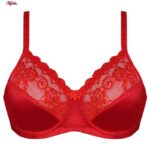 سوتین زنانه پانیذ مدل فنردار گیپوری کد 44400 رنگ قرمز