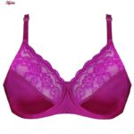 سوتین زنانه پانیذ مدل فنردار گیپوری کد 44400 رنگ سرخابی