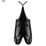 لباس خواب زنانه ماییلدا مدل ریش ریشی کد 4438-9726 رنگ مشکی