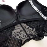 ست شورت و سوتین زنانه مدل پوش آپ بدون فنر گیپوری کد 4468 رنگ مشکی