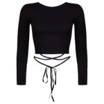 کراپ‌تاپ آستین بلند زنانه ماییلدا مدل بندی کد 4424-438 رنگ مشکی