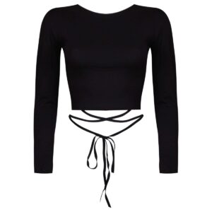 کراپ‌تاپ آستین بلند زنانه ماییلدا مدل بندی کد 4424-438 رنگ مشکی