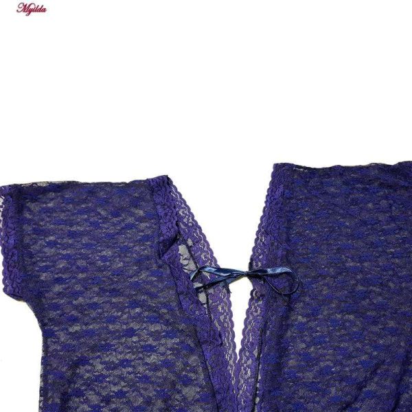 لباس خواب زنانه ماییلدا مدل گیپوری کد 4309-51004 رنگ آبی کاربنی