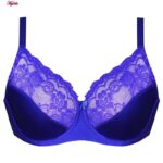 سوتین زنانه پانیذ مدل فنردار گیپوری کد 44400 رنگ آبی کاربنی