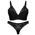 ست شورت و سوتین زنانه برتا مدل فنردار گیپوری کد 4453-6030 رنگ مشکی