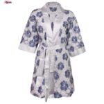 روبدوشامبر زنانه ماییلدا مدل گیپوری گلدار کد 4313 رنگ سرمه ای