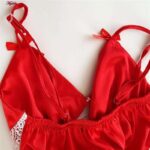 لباس خواب زنانه لورنزا مدل 4437-2072 رنگ قرمز به همراه کش مو