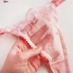 ست شورت و سوتین زنانه جینا مدل فنردار گیپوری کد 4331-1006 رنگ گلبهی