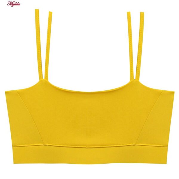 نیم تنه ورزشی زنانه مدل پد دار بدون فنر کد 4521-290P رنگ زرد