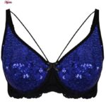 سوتین زنانه ایزابلا مدل پولکی هارنس فنردار کد 4459-02 رنگ آبی کاربنی