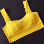 نیم تنه ورزشی زنانه مدل پد دار بدون فنر کد 4519-330P رنگ زرد