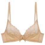 سوتین زنانه مدل فنردار گیپوری کد 4493 رنگ کرم