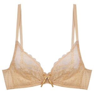 سوتین زنانه مدل فنردار گیپوری کد 4493 رنگ کرم