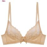 سوتین زنانه مدل فنردار گیپوری کد 4493 رنگ کرم