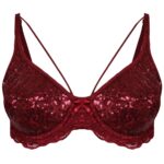 سوتین زنانه ایزابلا مدل پولکی هارنس فنردار کد 4459-10 رنگ زرشکی