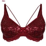 سوتین زنانه ایزابلا مدل پولکی هارنس فنردار کد 4459-10 رنگ زرشکی