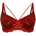 سوتین زنانه ایزابلا مدل پولکی هارنس فنردار کد 4459-08 رنگ قرمز