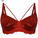 سوتین زنانه ایزابلا مدل پولکی هارنس فنردار کد 4459-08 رنگ قرمز