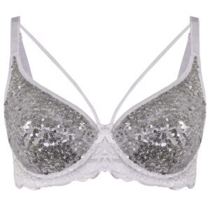 سوتین زنانه ایزابلا مدل پولکی هارنس فنردار کد 4459-11 رنگ سفید