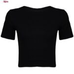 کراپ‌تاپ آستین کوتاه زنانه مدل بندی کد 4517-442 رنگ مشکی