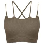 نیم تنه ورزشی زنانه ماییلدا مدل پددار بدون فنر کد 4483 رنگ قهوه ای