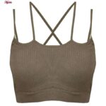 نیم تنه ورزشی زنانه ماییلدا مدل پددار بدون فنر کد 4483 رنگ قهوه ای