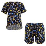 ست تی شرت آستین کوتاه و شلوارک زنانه کوزا مدل 9144-2 رنگ آبی