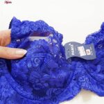 سوتین زنانه پانیذ مدل گیپوری فنردار کد 66365-new رنگ آبی کاربنی