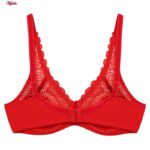 سوتین زنانه پانیذ مدل گیپوری فنردار کد 66364-new رنگ قرمز