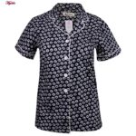 ست شومیز و شلوارک زنانه کوزا مدل دکمه ای کد 9118 رنگ سرمه ای