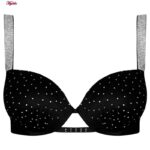 ست شورت و سوتین زنانه ماییلدا مدل پوش آپ فنردار نگینی کد 4640 رنگ مشکی